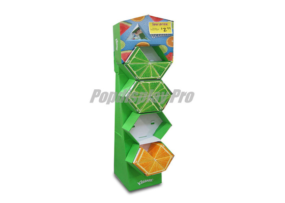 Auswirkungs-Kleenex-Gewebe-Anzeigen-Stehplatzinhaber-Grün mit 4 Hexagon-Regalen