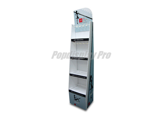 4 Shelf Cardboard Pop Point Of Purchase Displays 10 Hooks Simple Structure